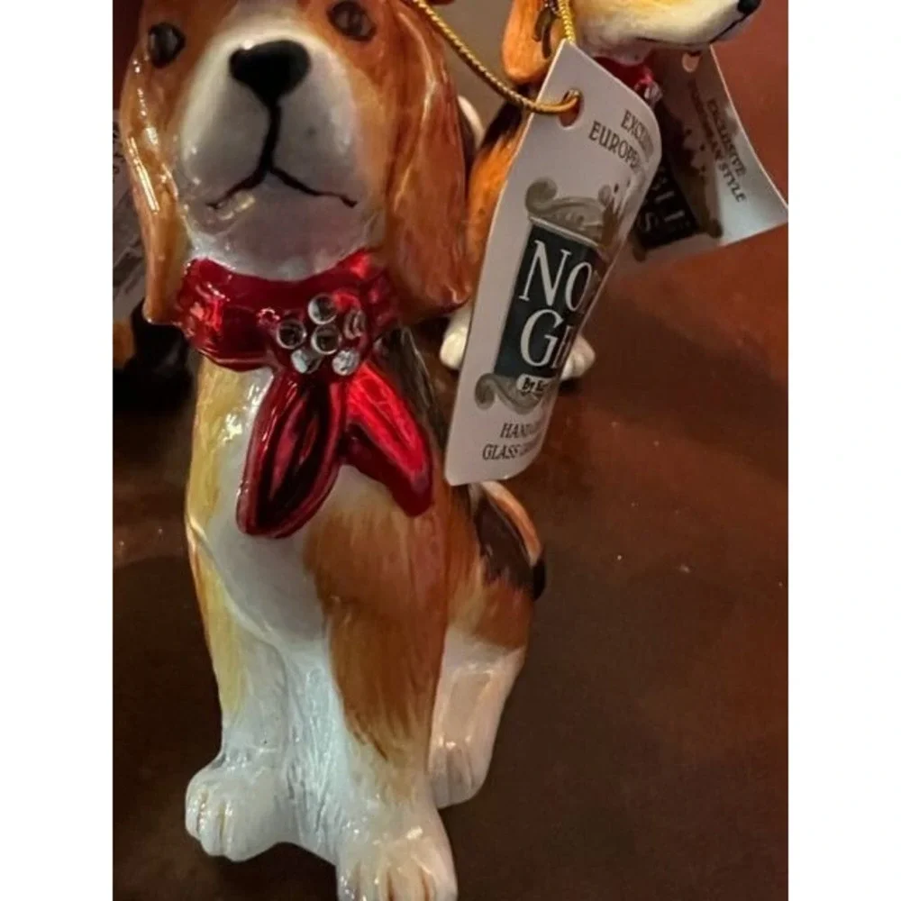 Glass Beagle‎ Dog christmas Ornament kurt s adler Noble Gems Hand-Crafted